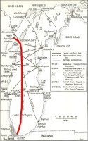 Route of the barge from Peshtigo, Wisconsin to the Calumet River, 103rd Street slip.