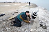 Measuring the thickness of a frame, at a drainage notch.