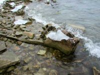 The surveying was slowed by the summer crowds and by changing conditions. Depending on the wind and the weather, the remains have been partially submerged.